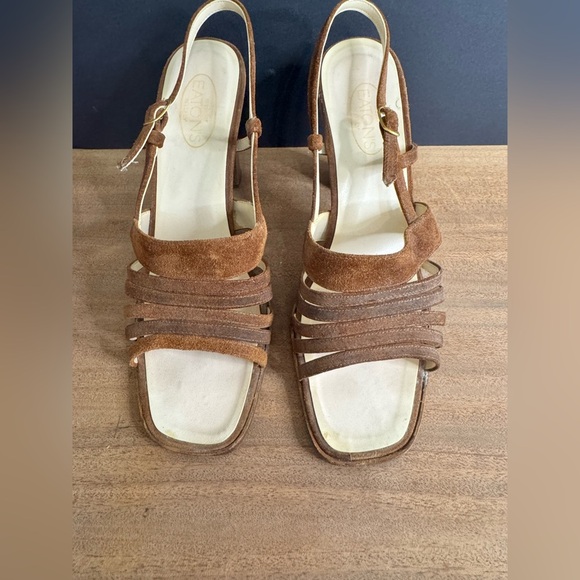 Women’s 70’s Vintage Easton’s Made in Italy Suede Leather Retro Block Heels - Picture 3 of 9